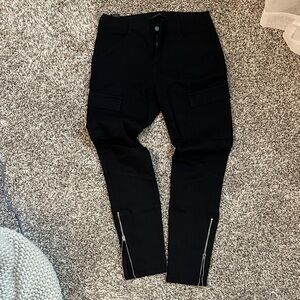 J Brand Black Cargo Pants with Zipper Accents